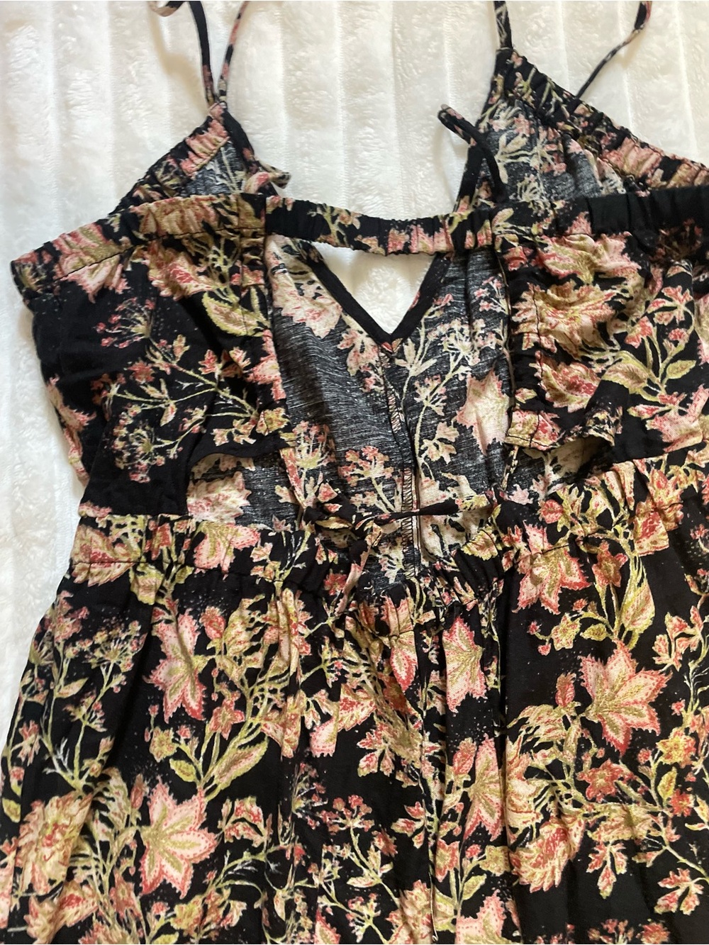 Free People Black Floral Wide-Leg Spaghetti-Strap Jumpsuit - Picture 12 of 15